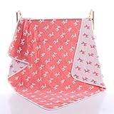 6重赤ちゃんおくるみ ガーゼケット 入浴用　ふわふわ暖かい　柔らかい肌触り ガーゼタオル ベビーブランケット 鹿 ピンク