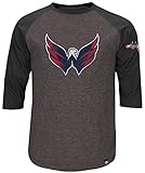 Washington Capitals NHL Boys Majestic 3 / 4スリーブラグランシャツチャコールユースサイズ L