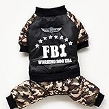 FBI あったか ボーダーベア天 つなぎ 犬の服 ドッグウエア カバーオール オールインワン ロンパース ダックス チワワ トイプードル パグ 小型犬 ペット服 冬服 ベスト アウター コート (L)