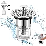 NAGANORI 洗面台ポップアップ 三代目排水栓 目詰まり防止 防臭 防虫 掃除便利 真鍮製 ステンレス製 流し台 ごみ受け 洗面台 バスルーム ポップアップ排水栓 排水口 キッチン用 台所用 錆びにくい 内径35mm-42mm適用（シルバー） TYD（特許）