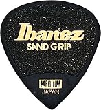 Ibanez アイバニーズ ピック PA16MSG-BK MEDIUM（0.80mm） サンドグリップ ショート･ティアドロップ (ブラック)