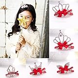 Oujyo 　王冠　ヘアクリップ 　ヘアピン　ヘアアクセサリー 　ピアノ　演出　飾り　　 　前髪クリップ　髪留め　髪飾り　 可愛い　キュート　お宮参り　誕生日　　プレゼント　出産お祝いギフト (レッド