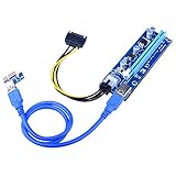 Longruner USB 3.0 PCI-E Express 1x - 16x エクステンダー ライザーカード アダプター (ビットコイン採掘)+ 20cm電源ケーブル+ 60cm USB 3.0延長ケーブル 新型 LK81-1