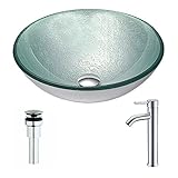 Spiritoシリーズdeco-glass容器シンクでChurningシルバーwith Fann蛇口でつや消しニッケル
