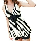 Zufriedeneer ホルターネック ワンピース 水着 セパレート ショート パンツ L