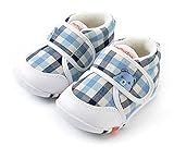 Youchan（ヨウチャン）赤ちゃん キッズ 女の子 男の子 ベビーシューズ ファーストシューズ 子供靴 マジックテープ  チェック柄 お出かけ 散歩 13cm 14cm 春 秋 冬 (13cm, ブ
