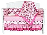 Pink Zig Zag / Polka Dots 8-in-1 100% Cotton Baby Crib Bedding Set with Bumper by Bacati
