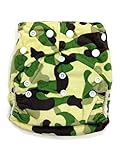 BubuBibi Bamboo Fun Prints Pocket Snaps Cloth Diaper/ Nappy - OS + 2 Inserts (One Size, Camo) by Bub