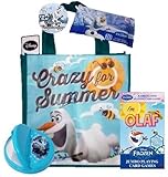 Frozen Olaf Bundle (5): Snack Container, Expanding Towel, Playing Cards, Wipes, Hand Wipes, Tote Bag