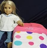Personalized ANY NAME CHOICE Large Polka Dot Print with Pink Border Fleece Blanket for 18 Inch Doll 