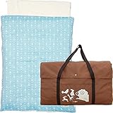 エムール 洗える お昼寝布団5点セット マトリョーシカガーゼ 日本製 (ターコイズブルー （ひつじ柄バッグ）)