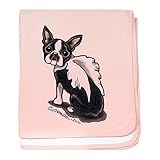 CafePress – Boston Terrier Angel baby blanket – スーパーソフトベビー毛布、新生児おくるみ 標準 ピンク 803555632-0-173-0