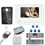 7"RFIDパスワードビデオドアホンインターホンシステムドアベルカメラ1000TVL +電気ドロップボルトロック