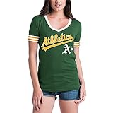Oakland AthleticsレディースS / S Vネックベビージャージー XL グリーン