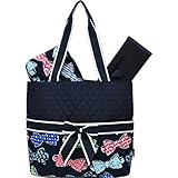 Bow Tie Ribbon Print Quilted 3pc set Diaper Bag by NGIL [並行輸入品]