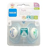 1パック2 Mamスタイル 6 + M個のおしゃぶり (青 - 'I Love Mummy & I Love Daddy')、 (MAM UK LTD) - MAM Style 6+M Soother