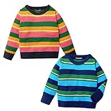 (ピンク/95cm)ベビー服 男の子 セーター 長袖 LITTLE BEAR CLUB リトルベアークラブ アクリルニット マルチボーダー柄 男児 ベビー