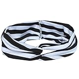 （イーエフイー）EFE ベビーヘッドバンド　ウサ耳ヘルド|伸縮性|ライン線柄　 (白×ブラック) [並行輸入品]