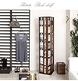 回転コミックラック7段 ダークブラウン 360度回転スライドラック お洒落な本屋や美容室・カフェに人気