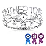 Konsait Mother to Be Tiara with Dad To Be Pin & Grandma To Be Pin Mom to Be Gift Tiara with Dad and 