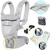 エルゴベビー　アダプト クールエア グレー 抱っこひも （ADAP クールメッシュ）【日本正規品2年間保証-SG認定付】ベビーウエストベルト+よだれパッド＋ママ&ベビー両用カバー+収納ポーチ