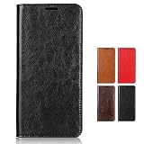 Cavor FUJITSU らくらくスマートフォン F-53E ケース 手帳型 らくらくスマートフォン F-53E カバー F-53E カード収納 カバーF-53E ケース 財布型【高級牛革】 携帯カバー マグネット無し開閉 携帯カバー カード収納 人気 おしゃれ レトロ 横置きスタンド機能【選べる4色】 - ブラック