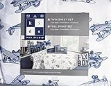 Max Studio Kids 3 Piece Twin Sheet Set Gray Blue Beige Vintage Airplanes on White [並行輸入品]