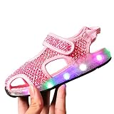 EIMEI 子供サンダル ベビーシューズ LED靴 ビーチサンダル 可愛 おしゃれ 発光 キラキラ光る靴 軽量 通気 kids アウトドア キッズ 男の子 女の子 (内寸17.0cm, ピンク)