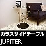 強化ガラスサイドテーブル 【ジュピター】 丸型 天板2枚付き クロムメッキ/大理石