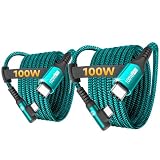 USB C ケーブルL字【1M/2本セットPD対応 100W 5A急速充電】Type-c アイフォン15/い,Pixel等Type-c機種対応-グリーン