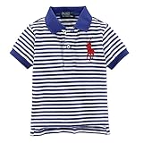 【ラルフローレン】RALPH LAUREN　ビッグポニー半袖ボーダーポロシャツ　ブルー☆12Ｍ・18Ｍ・24Ｍ (12Ｍ, ブルー)　並行輸入品　男の子　ボーイズ