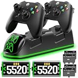 コントローラー充電器ステーション、5520 mWh充電式バッテリーパック2個&RGBモード、Xboxシリーズ/1x/s、エリートコントローラー用、充電ステーションドック(カバー4個付き)