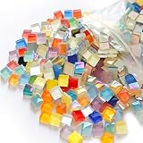 Aurenne ガラスモザイクタイル 正方形 DIY 内装 ハンドメイド ガラス クラフト 1cm角 (カラフル, 300g)