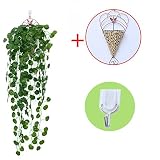壁掛　人工観葉植物　2本＋カゴ＋フックのセット　フェイクグリーン　造花　インテリア　飾り付け　吊り下げ　雑貨　藤　葉っぱ　室内　屋外　ポトス　葡萄　ツタ　パーティー　イベント　結婚式　生き生きしてる　