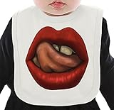 Bite Me Naughty Lips ネクタイを有する有機ビブ Medium