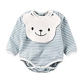 Baby Nest ベビー服 長袖ボディースーツ よだれパッド付き 取り付け可 女の子 男の子 コットン ブルー 6-9M