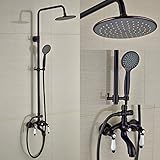 Rozin ®デュアルハンドル浴槽シャワー蛇口セット8 "降雨シャワーヘッドハンドスプレーORB仕上げ