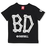 ベビードール ロゴテープ風Tシャツ 子供服 120cm ブラック