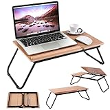 Costway ノートパソコンテーブル ノートパソコンデスク ベッド用 ローテーブル 角度調節可能 折りたたみ式
