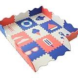 子供用漫画クロールマット、ベッドルームフォームクライミングマット、家庭用泡パッド30 * 30 * 1.4cm (Color : Blue)