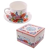 Cappuccino Mug and Saucer - Botanical Design
