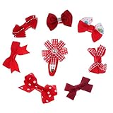 Baoblaze グログラン　リボン　ヘアピン　ヘアゴム　赤ちゃん　女の子　髪飾り　かわいい　ちょう結び　8個セット - 赤