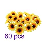 Yiteng　造花　ひまわり造花　枯れない花　人工花 　飾りつけ 　ディスプレイ　ハンドメイド　 かわいい 　ひまわり 　たっぷり　装飾 　高品質 　人工観葉植物 美しい　60個セット 4cm
