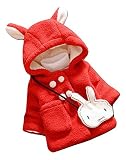 ブルーリフレイン (Bluerefrain) ベビー服 ベビー キッズ コート 暖か 女の子 ジャケット 厚手 防寒 うさぎ ポシェト付き (80, レッド)