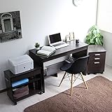 パソコンデスク 書斎机 システムデスク 110cm幅 3点セット デスク+チェスト+ラック パソコンデスク pcデスク 110cm木製 CPB031N-DBR J-Supply