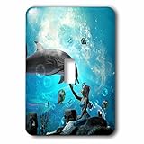 Heike KöhnenデザインSea Life – underwater worldマーメイドPlaying With Dolphin – 照明スイッチカバー – シングルトグルスイッチ( LSP 