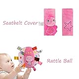 幼児のためのINCHNATギフトセット - ピンクエンジェルぬいぐるみラトルボール＆ベビー幼児ベビーカーシートベルトカバー