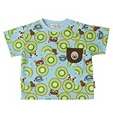 [ZOOMIC] [ズーミック]キッズ Tシャツ プリントT フルーツ 総柄 胸ポケット 半袖 男の子 女の子 トップス ゆったり子供服 ベビー服 プリント かわいい くま パンダ アニマル フルーツ キウイ キーウィ レトロポップ [ 80-130cm ] サックス 90cm