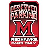 NCAAマイアミRedhawksプラスチックサイン、11 x 17インチ、チームカラー