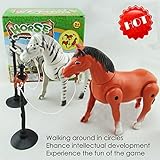 Toddler Kids Fashion Toy Zebra & Red Horse Two Electric Walk-able Horses Walking in Circle [並行輸入品]